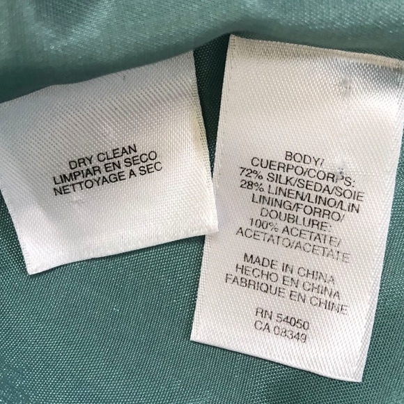 Jones New York Women’s Aqua Silk & Linen Crop Collarless Blazer Size 12 - Picture 9 of 12